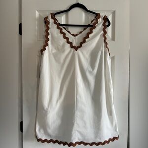 Petal & Pup Cream Dress with Brown Trim